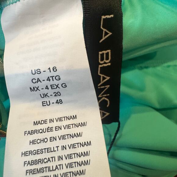 La Blanca Island Goddess Lingerie One Piece Swimsuit Seafoam Size 16 NWT - Picture 10 of 11